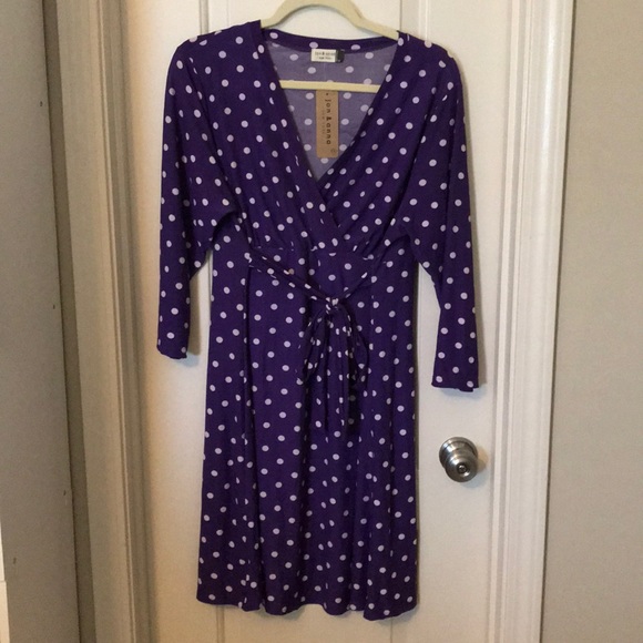 purple and white polka dot dress